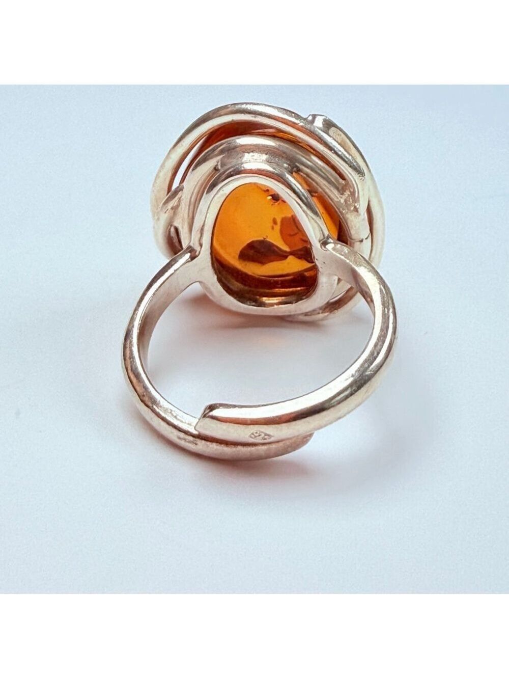 Modernist 9.8 CT Baltic Honey Amber Nested Sterling Silver VITGE Ring Adjustable - Picture 7 of 11